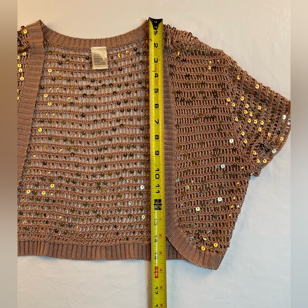 Sequined Brown Sequin Knit Shrug Women’s Size L/XL - Picture 5 of 6